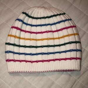 Hanna Andersson 6-12 Striped Reversible Knit Beanie Hat Cotton Blend